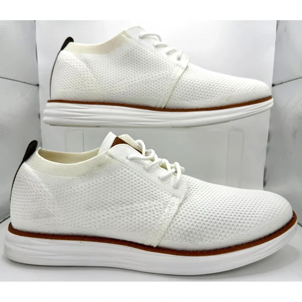 Bruno Marc Grand-01 Men's White Lace Up Casual Knit Oxford Shoes Size 10.5